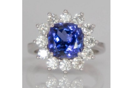 Large Tanzanite Cluster Ring