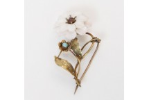 Carved Coral Flower Brooch