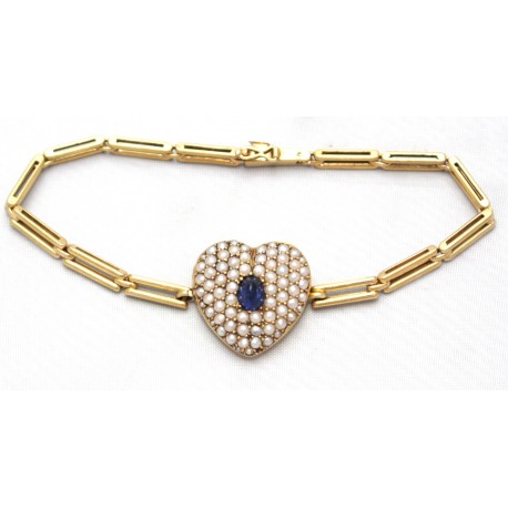 Pearl and Sapphire Gold Locket