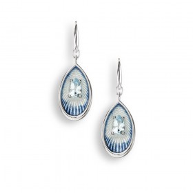 Peacock feather Enamel Silver Drop Earrings