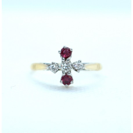 Ruby and Diamond cluster ring