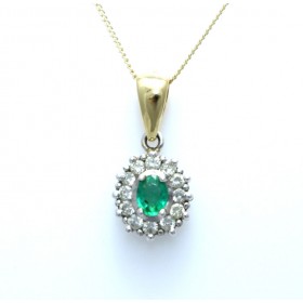 Emerald and diamond pendant