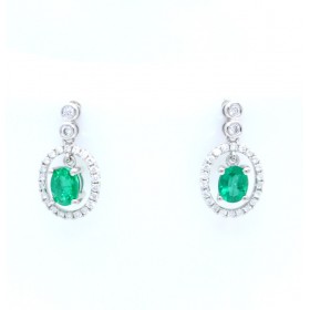 Emerald and diamond drop earrings
