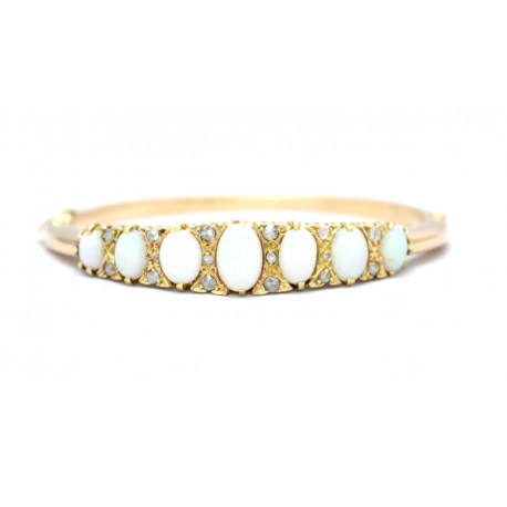 Opal and diamond Georgian bangle
