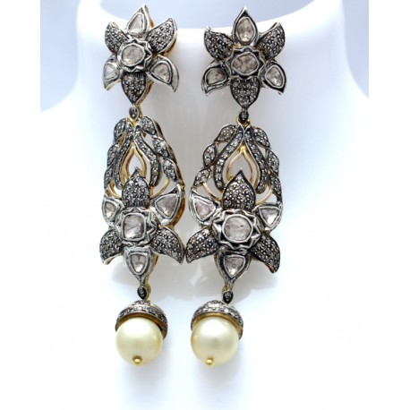 Mughal style large drop earrings