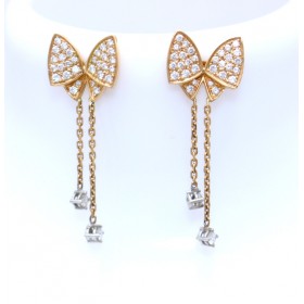 Diamond bow drop earrings