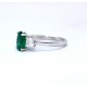 Emerald and diamond three stone ring