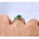 Emerald and diamond three stone ring