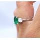Emerald and diamond three stone ring