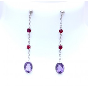Amethyst and garnet drop earrings