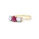 Ruby and diamond three stone ring