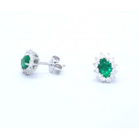 Emerald and diamond cluster earrings