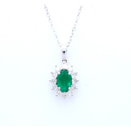 Emerald and diamond pendant