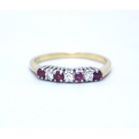 Ruby and diamond seven stone ring