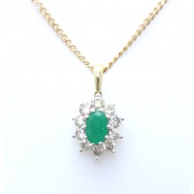 Emerald and diamond pendant