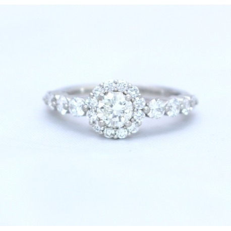 Diamond solitaire with diamond shoulders