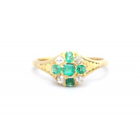 Antique Emerald and diamond cluster ring