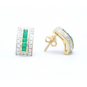 Emerald and diamond cluster earrings