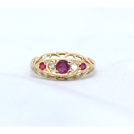 Ruby and diamond Edwardian ring